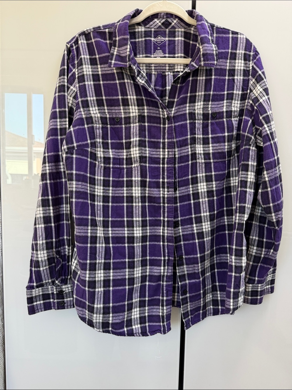 St. John's Bay Purple and silver Plaid Button-Up Shirt